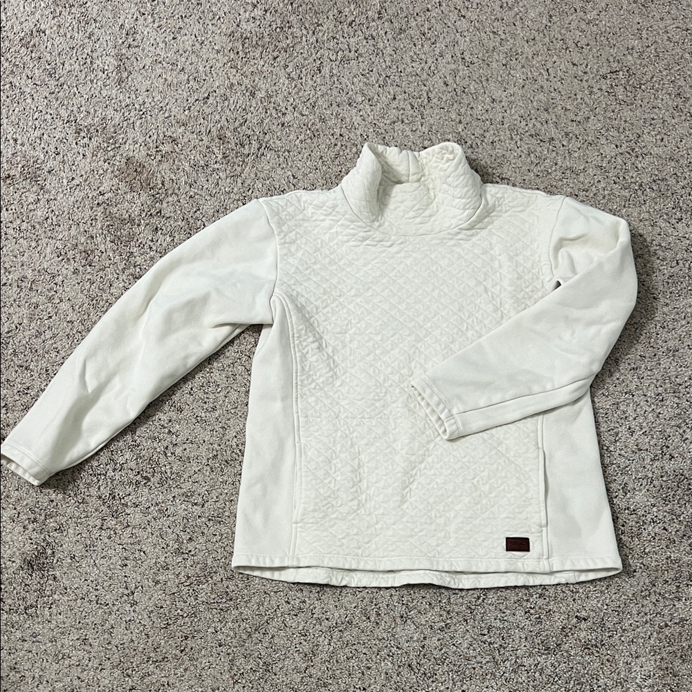 L.L. Bean Cream Quilted Fleece Pullover Size M